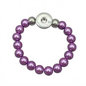 Purple Silver Circle Charm Bead Elastic Stretch Bracelet Fashion Jewelry JB1-10‎